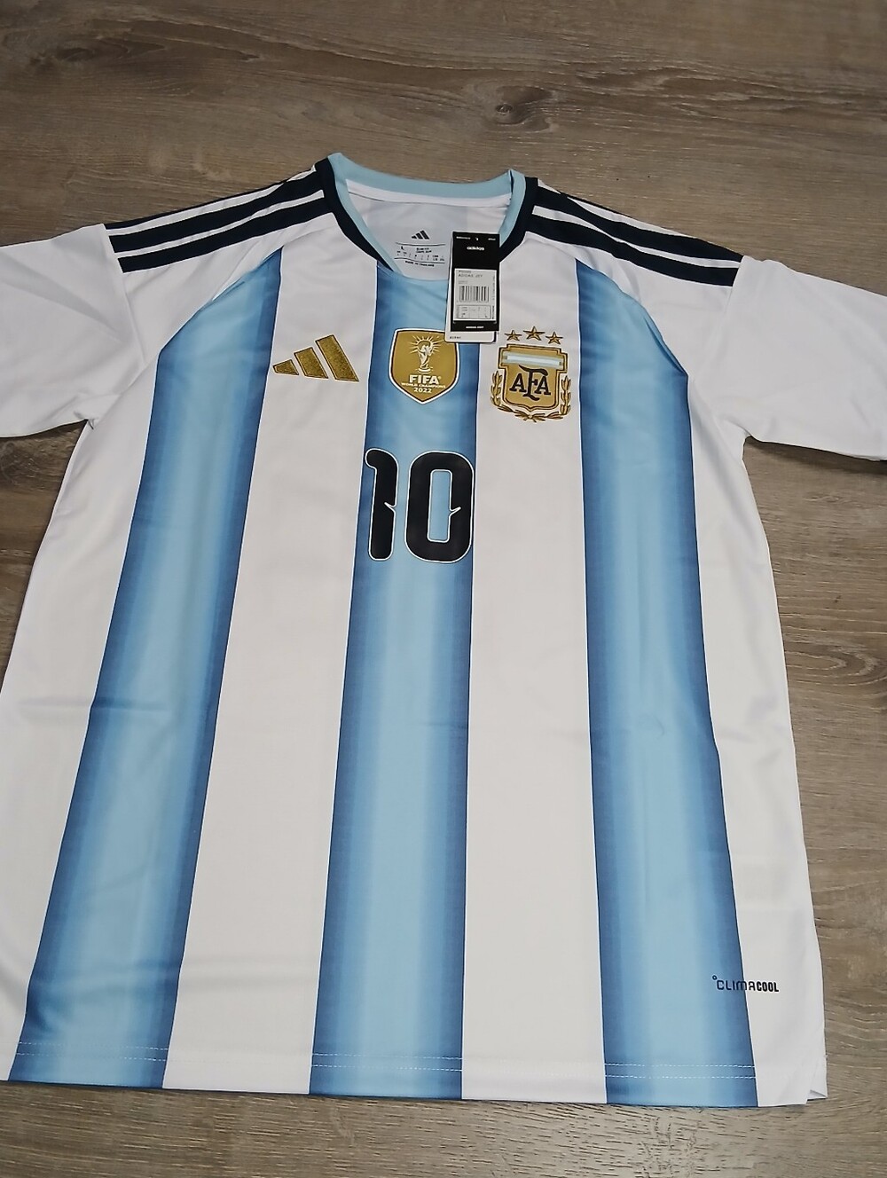 Adidas Argentina Messi #10 Soccer Jersey in White and Sky Blue
